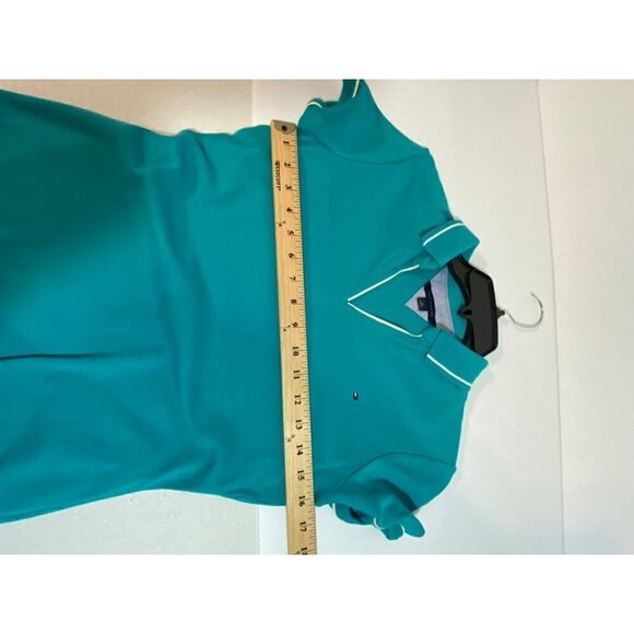 Tommy Hilfiger Women's Collared V-Neck Short Sleeve Polo Top Teal Size Small - Picture 4 of 8